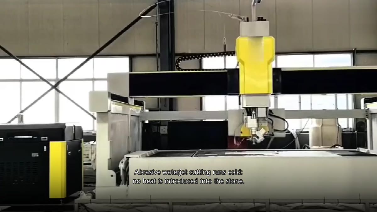 Yuanli sawjet machine in a customer stone fabrication workshop