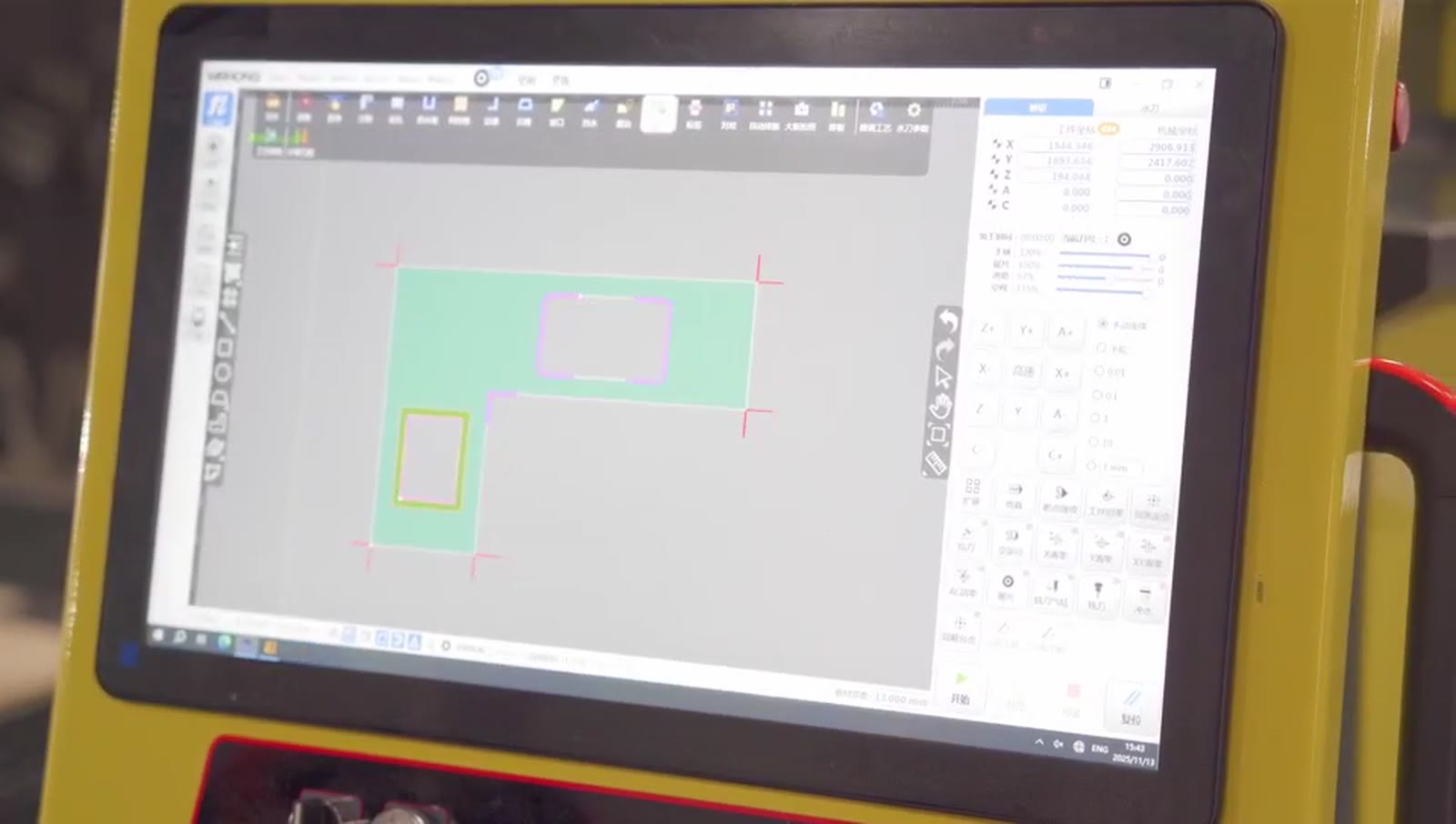 CAD cutting layout prepared for a waterjet stone cutting program