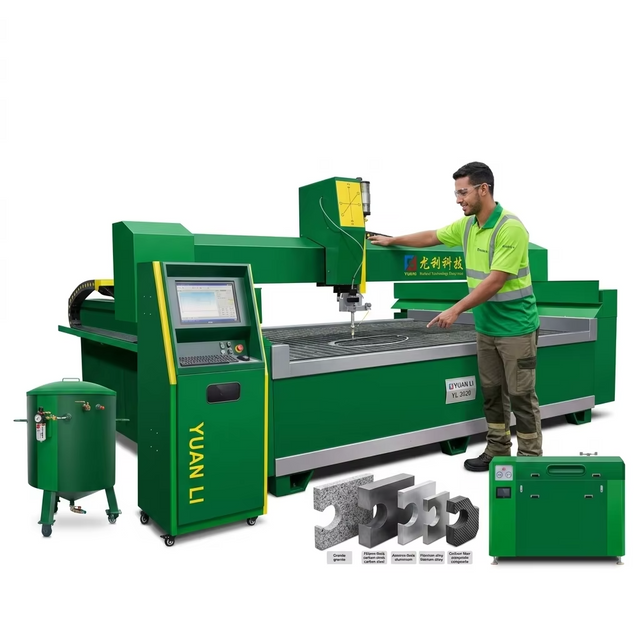 YUANLI YL3020 5 Axis AC 45 Degree WaterJet Cutting Machine with Motor Pump & PLC Multifunctional ISO Certified 220V/380V